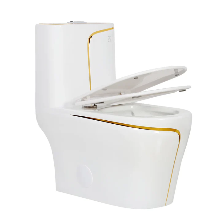 JN T2258 White & Gold One Piece Toilet – Image 3
